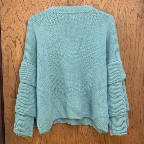 Poof XL Tiered Ruffle Sleeve Pullover Sweater Sage Green - Picture 6 of 6